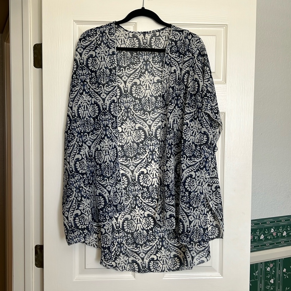 Blue and white lightweight cardigan